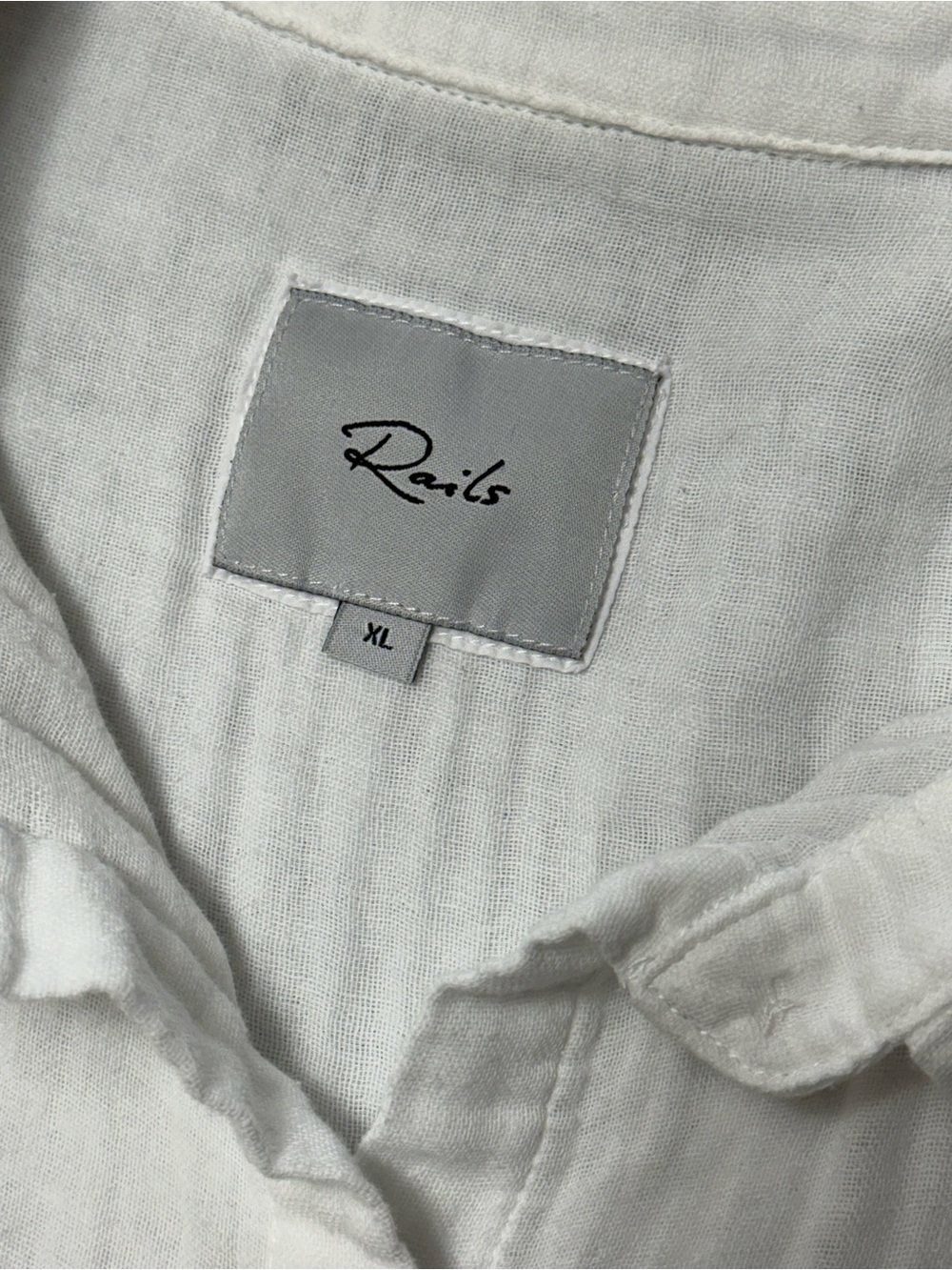 Rails Ellis White Gauze Cotton Button Front Shirt XL Oversized Long Sleeves Boho - Picture 8 of 12